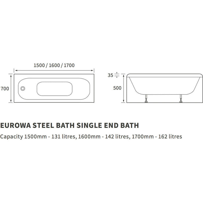 Bliss Stardust Steel Single End 2TH Bath w/Legs - Unbeatable Bathrooms