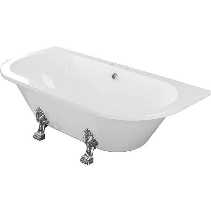 Bliss BLIS102813 Ticino Freestanding Back To Wall 1700 x 800 x 600mm 2TH Bath w/Feet - White - Unbeatable Bathrooms