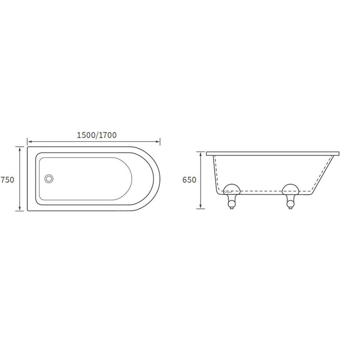 Bliss Charlotte Freestanding 2TH Corner Bath w/Feet - Unbeatable Bathrooms