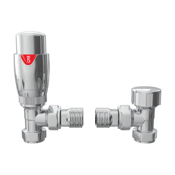 Bliss Round Thermostatic Radiator Valves - Angled - Unbeatable Bathrooms