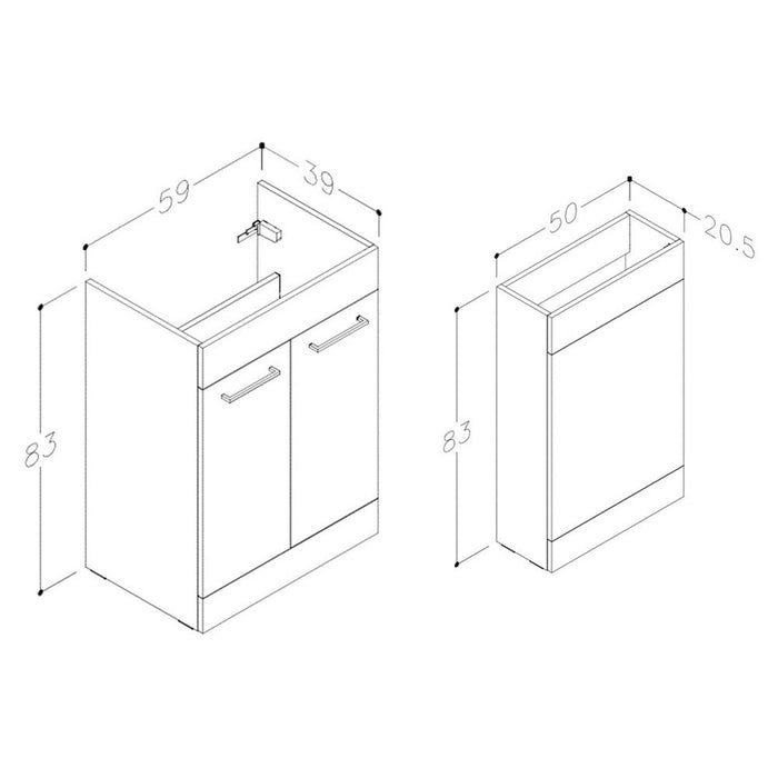 Bliss Vara 1100mm Floor Standing L-Shape Pack & Basin - Unbeatable Bathrooms
