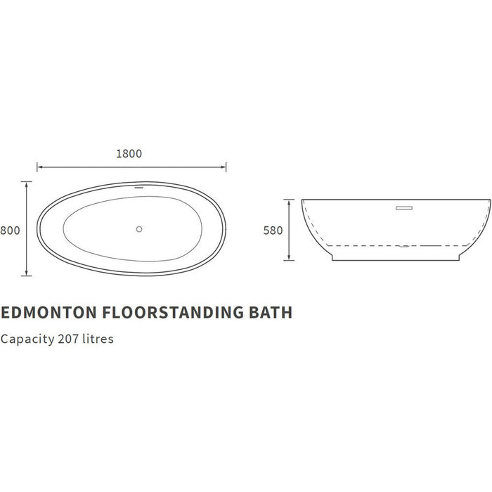 Bliss BLIS104117 Hyatt Freestanding 1800 x 800 x 580mm Bath - Unbeatable Bathrooms