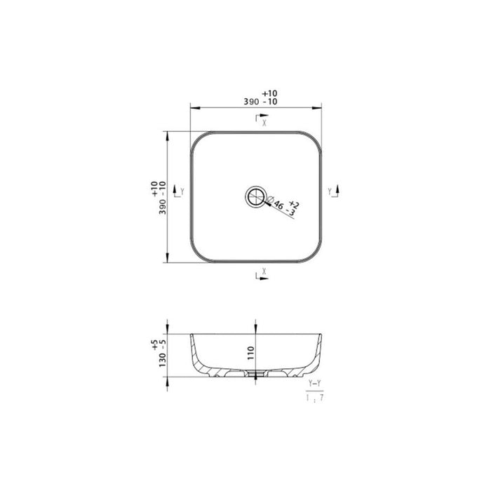 Bliss Vittoria 400mm Ceramic Square Washbowl & Waste - Unbeatable Bathrooms