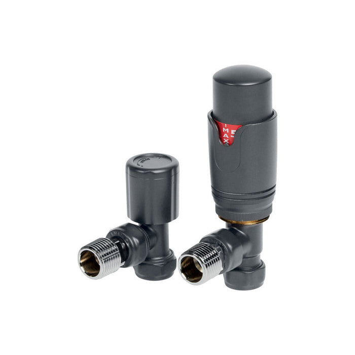 Bliss Round Thermostatic Radiator Valves - Angled - Unbeatable Bathrooms