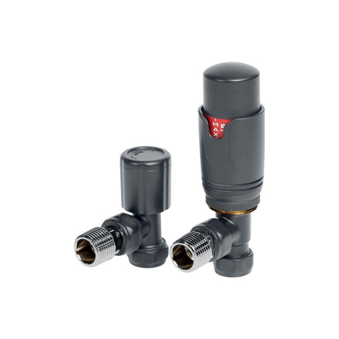 Bliss Round Thermostatic Radiator Valves - Angled - Unbeatable Bathrooms