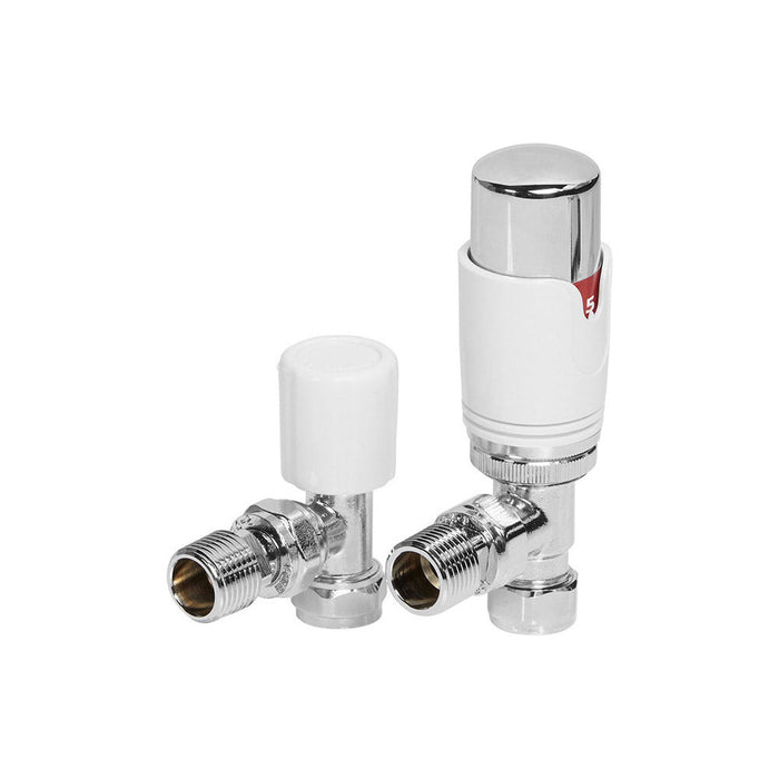 Bliss Round Thermostatic Radiator Valves - Angled - Unbeatable Bathrooms