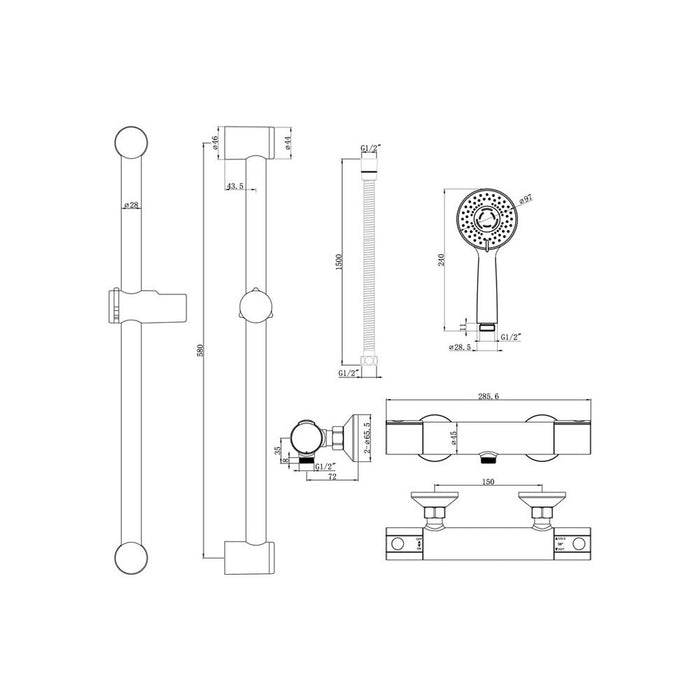 Bliss BLIS105587 Mono Cool-Touch Thermostatic Bar Mixer Shower - Unbeatable Bathrooms