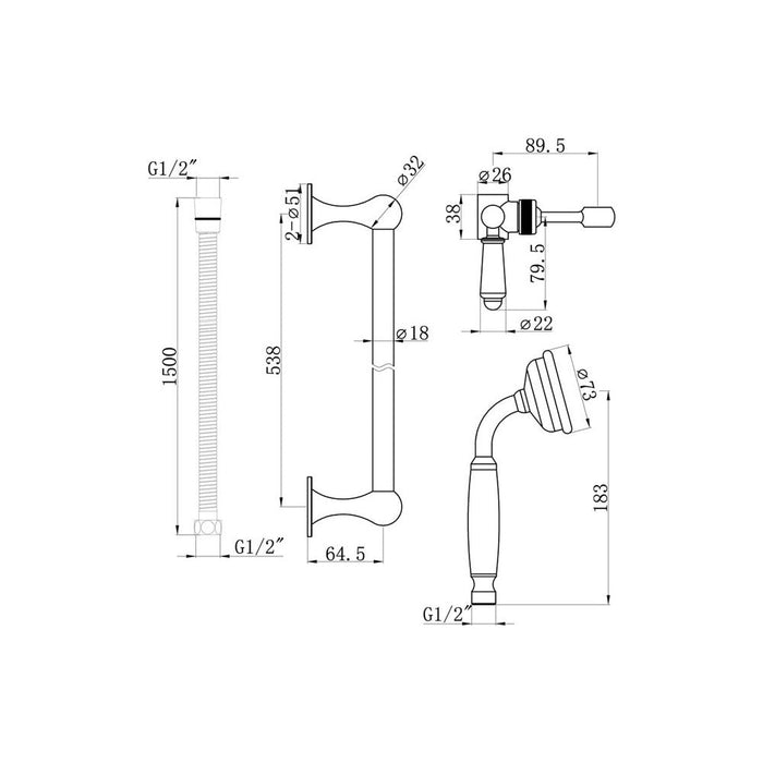Bliss BLIS105594 Traditional Slide Rail - Unbeatable Bathrooms