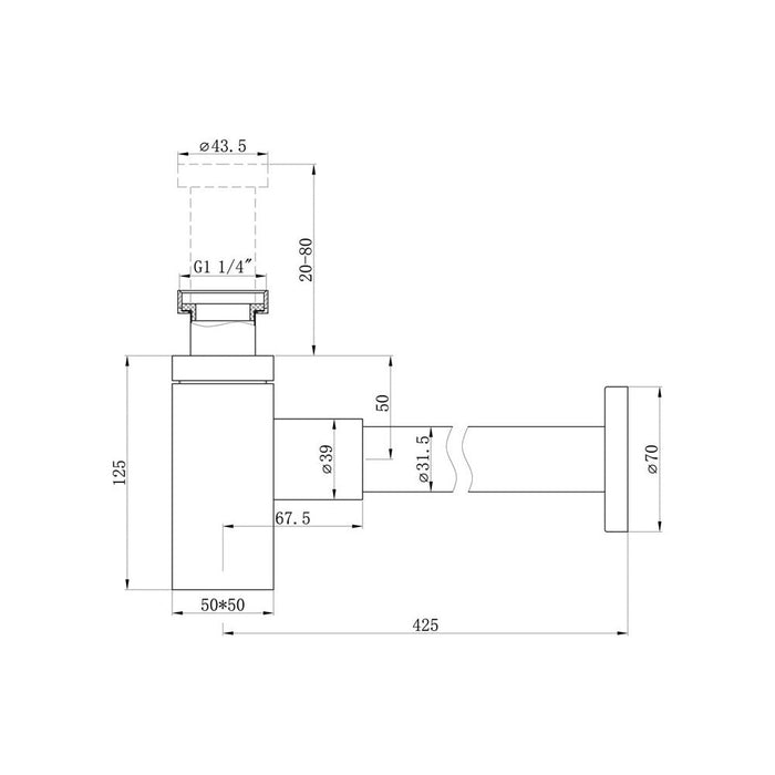 Bliss BLIS105681 Square Bottle Trap - Chrome - Unbeatable Bathrooms