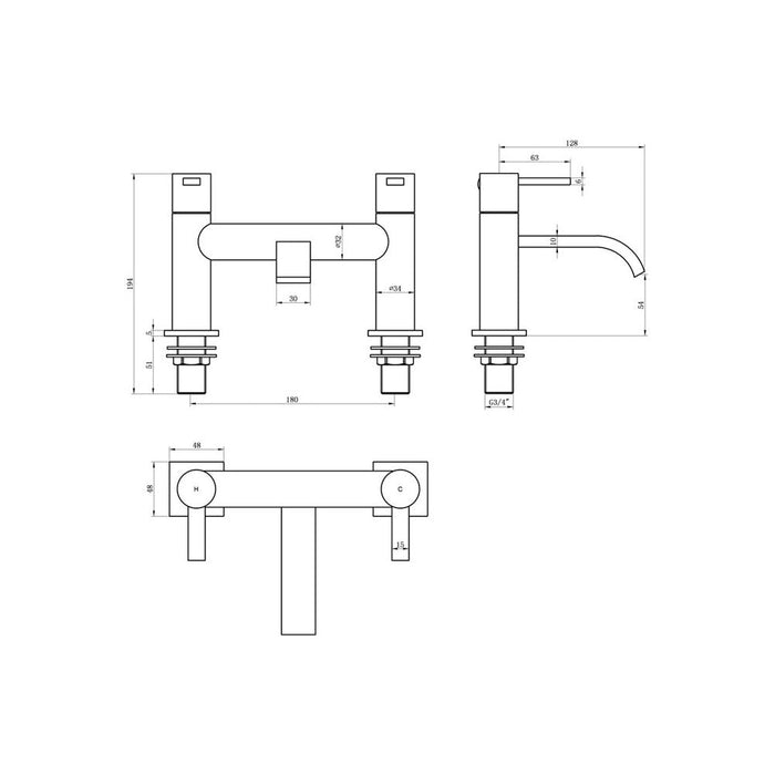Bliss BLIS105692 Palio Bath Filler - Chrome - Unbeatable Bathrooms
