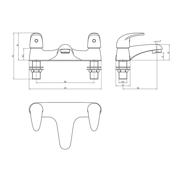Bliss BLIS105703 Reino Low Pressure Bath Filler - Chrome - Unbeatable Bathrooms