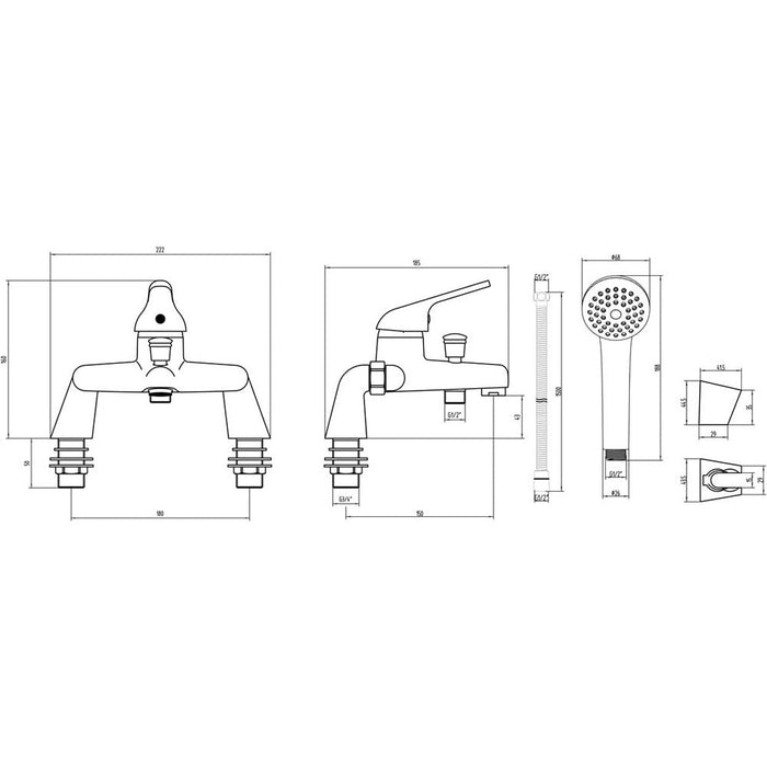 Bliss BLIS105704 Reino Bath/Shower Mixer - Chrome - Unbeatable Bathrooms