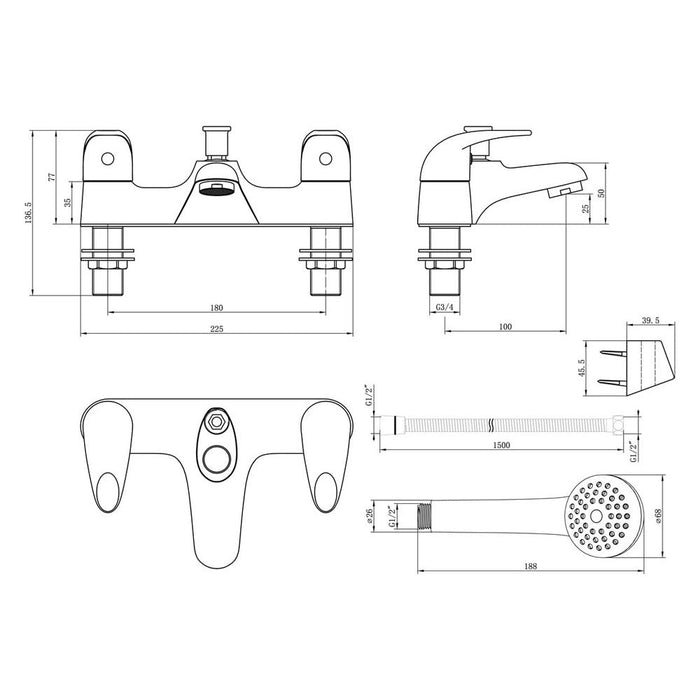 Bliss BLIS105705 Reino Low Pressure Bath/Shower Mixer - Chrome - Unbeatable Bathrooms