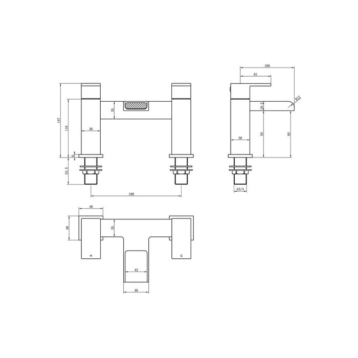 Bliss BLIS105715 Bavera Bath Filler - Chrome - Unbeatable Bathrooms