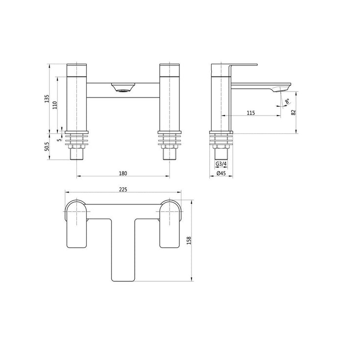Bliss BLIS105756 Ciane Bath Filler - Chrome - Unbeatable Bathrooms
