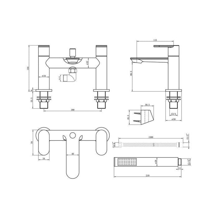 Bliss BLIS105761 Covini Bath/Shower Mixer - Chrome - Unbeatable Bathrooms