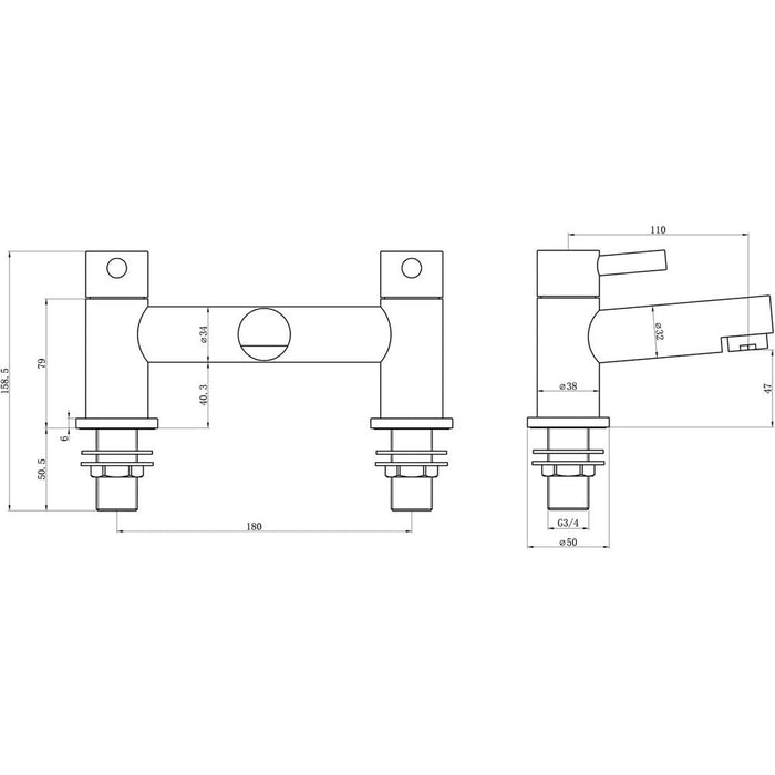 Bliss BLIS105770 Tempra Bath Filler - Chrome - Unbeatable Bathrooms