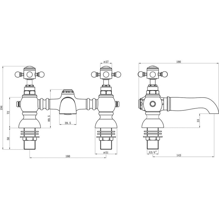 Bliss BLIS105777 Ischia Bath Filler - Chrome - Unbeatable Bathrooms