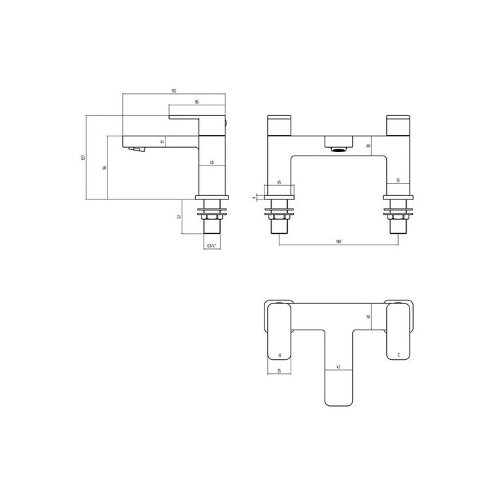 Bliss BLIS105783 Lambro Bath Filler - Chrome - Unbeatable Bathrooms