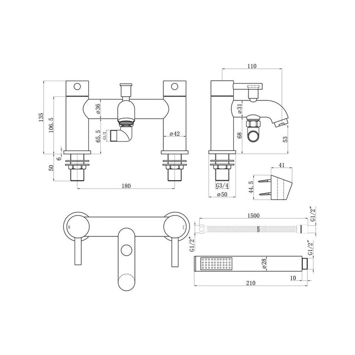 Bliss BLIS105789 Lanza Bath/Shower Mixer & Bracket - Chrome - Unbeatable Bathrooms