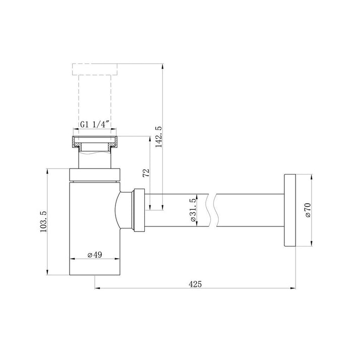 Bliss BLIS105822 Modern Bottle Trap Extension & Flange - Chrome - Unbeatable Bathrooms