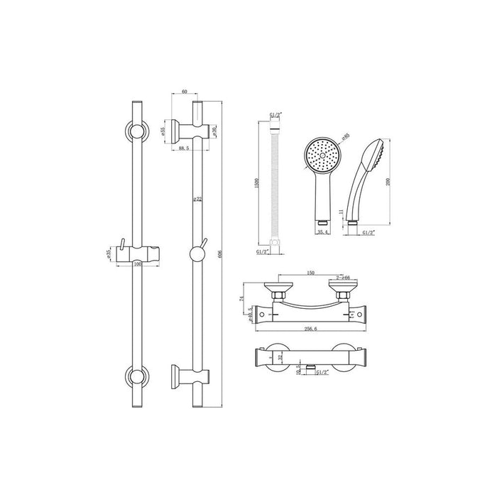 Bliss BLIS105827 Saigon Thermostatic Bar Mixer Shower - Unbeatable Bathrooms