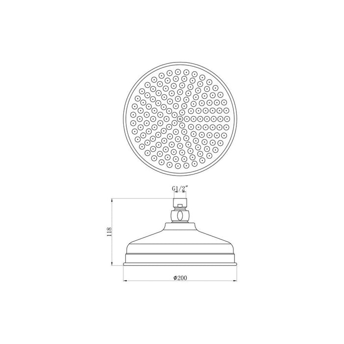 Bliss BLIS105869 200mm Round Traditional Showerhead - Chrome - Unbeatable Bathrooms