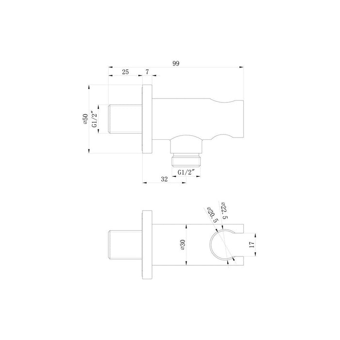 Bliss BLIS105874 Handset Wall Bracket with Wall Outlet - Round - Unbeatable Bathrooms
