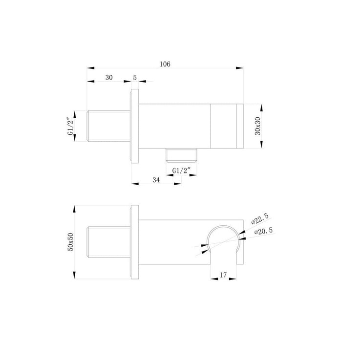 Bliss BLIS105875 Handset Wall Bracket with Wall Outlet - Square - Unbeatable Bathrooms