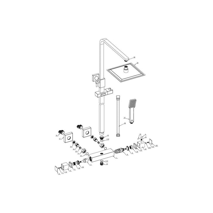 Bliss BLIS105886 Square Thermostatic Bar Mixer w/Riser Kit - Matt Black - Unbeatable Bathrooms