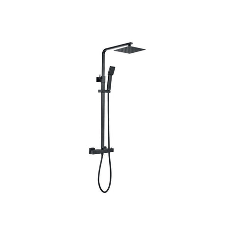 Bliss BLIS105886 Square Thermostatic Bar Mixer w/Riser Kit - Matt Black - Unbeatable Bathrooms