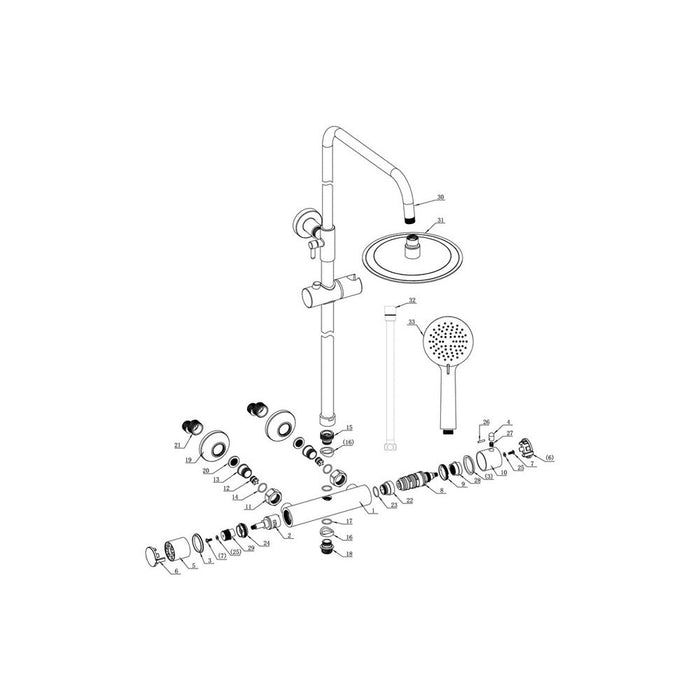 Bliss BLIS105888 Thermostatic Bar Mixer w/Riser Kit - Brushed Brass - Unbeatable Bathrooms