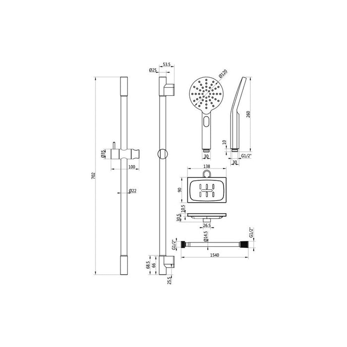 Bliss BLIS105889 Sava Shower Pack One - Single Outlet Twin Shower Valve with Riser Kit - Unbeatable Bathrooms