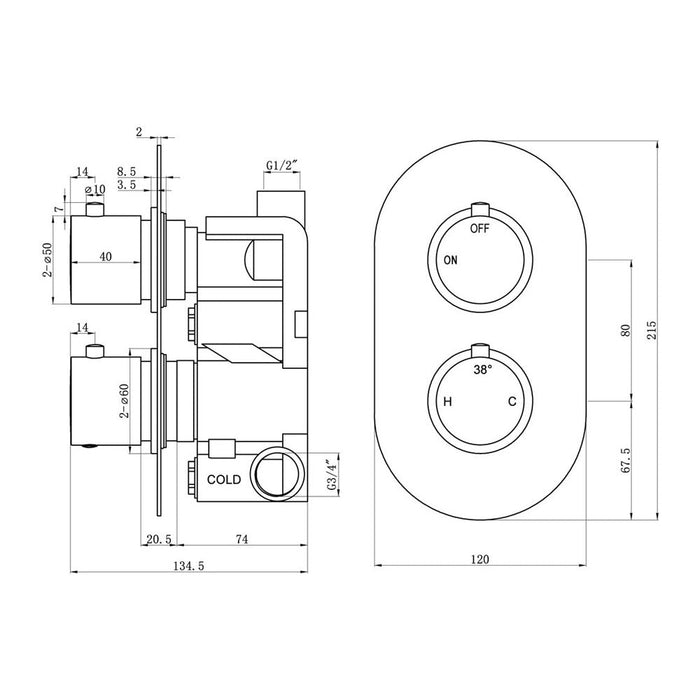 Bliss BLIS105891 Sava Shower Pack Three - Single Outlet Twin Shower Valve with Overhead - Unbeatable Bathrooms