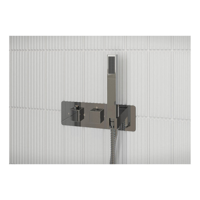 Bliss BLIS105898 Amara Shower Pack Two - Two Outlet Twin Shower Valve with Handset & Brass Overhead - Unbeatable Bathrooms