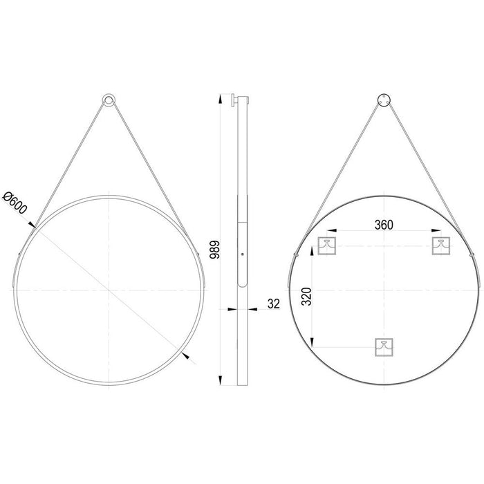 Bliss BLIS106271 Godiva 600mm Round Mirror - Matt Black - Unbeatable Bathrooms