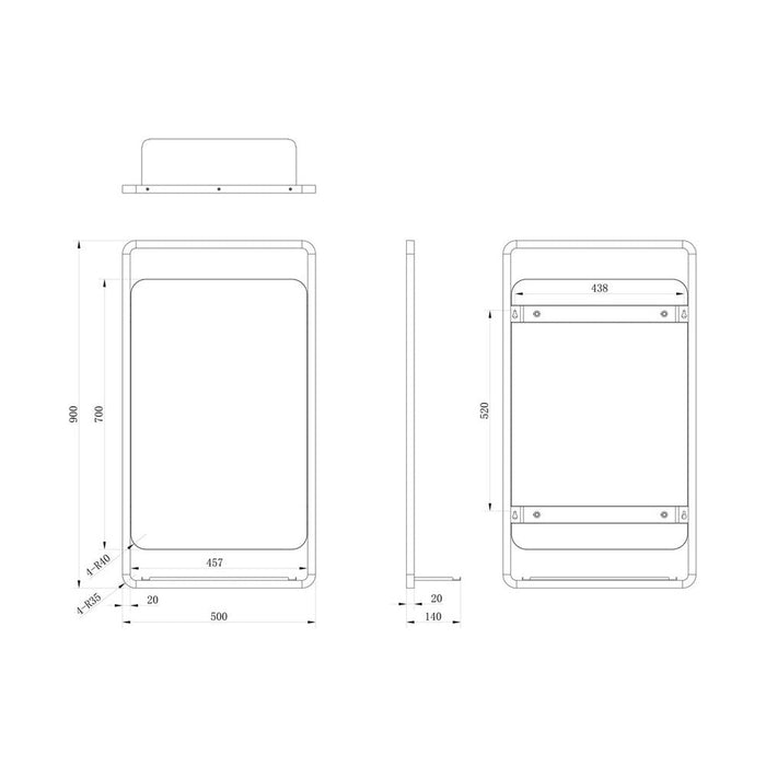 Bliss BLIS106275 Anya 500mm Rectangle Mirror w/Shelf - Unbeatable Bathrooms