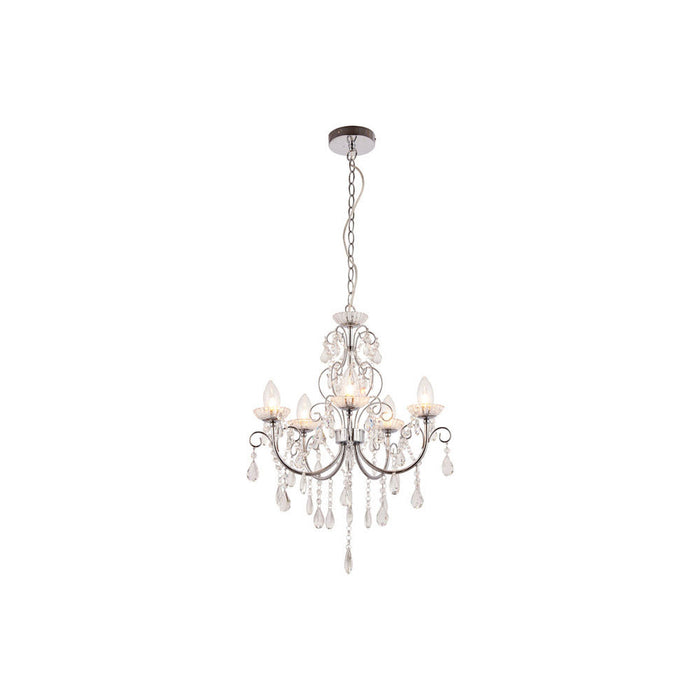 Bliss BLIS106303 Crystall 5 Arm Chandelier Ceiling Light - Chrome - Unbeatable Bathrooms