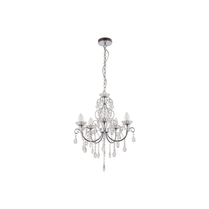Bliss BLIS106303 Crystall 5 Arm Chandelier Ceiling Light - Chrome - Unbeatable Bathrooms