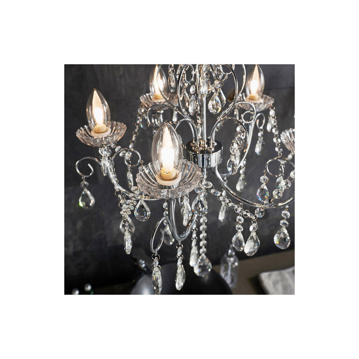 Bliss BLIS106303 Crystall 5 Arm Chandelier Ceiling Light - Chrome - Unbeatable Bathrooms