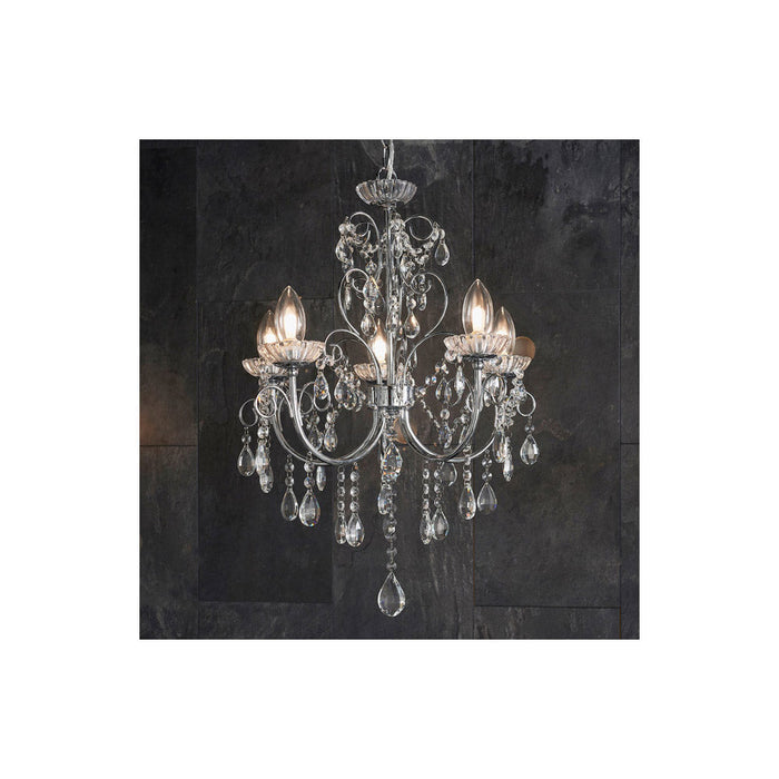 Bliss BLIS106303 Crystall 5 Arm Chandelier Ceiling Light - Chrome - Unbeatable Bathrooms
