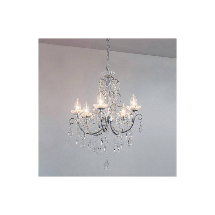 Bliss BLIS106303 Crystall 5 Arm Chandelier Ceiling Light - Chrome - Unbeatable Bathrooms