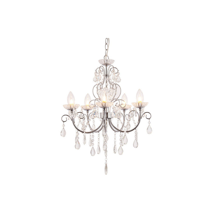 Bliss BLIS106303 Crystall 5 Arm Chandelier Ceiling Light - Chrome - Unbeatable Bathrooms