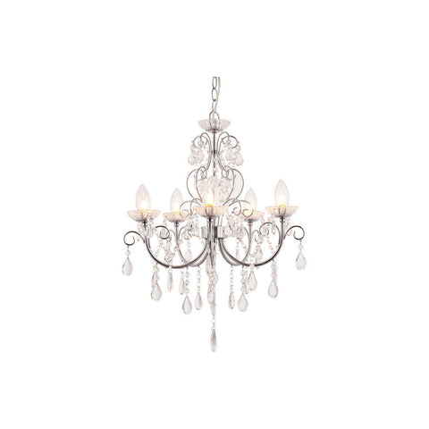 Bliss BLIS106303 Crystall 5 Arm Chandelier Ceiling Light - Chrome - Unbeatable Bathrooms
