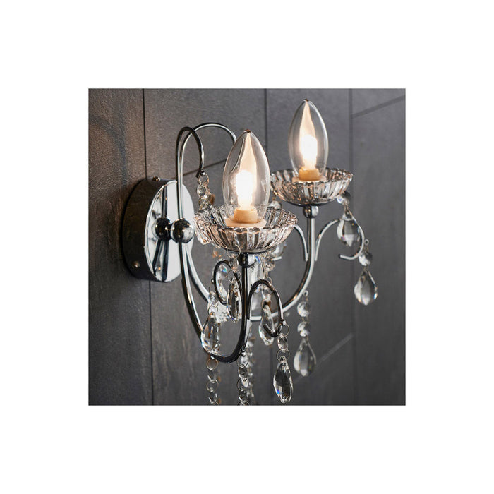 Bliss BLIS106304 Crystall 2 Arm Chandelier Wall Light - Chrome - Unbeatable Bathrooms