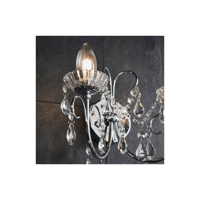 Bliss BLIS106304 Crystall 2 Arm Chandelier Wall Light - Chrome - Unbeatable Bathrooms