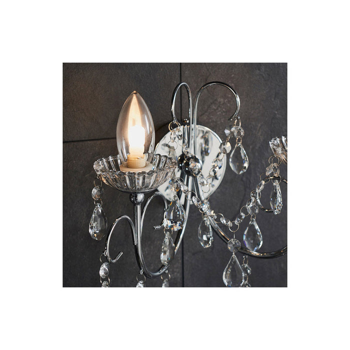 Bliss BLIS106304 Crystall 2 Arm Chandelier Wall Light - Chrome - Unbeatable Bathrooms