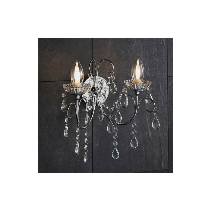 Bliss BLIS106304 Crystall 2 Arm Chandelier Wall Light - Chrome - Unbeatable Bathrooms
