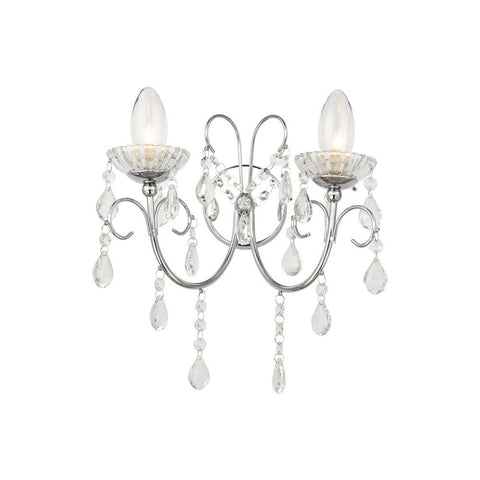 Bliss BLIS106304 Crystall 2 Arm Chandelier Wall Light - Chrome - Unbeatable Bathrooms