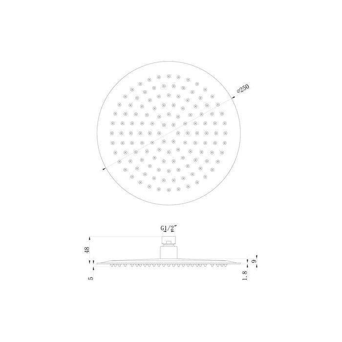 Bliss BLIS106554 250mm Round Showerhead - Brushed Brass - Unbeatable Bathrooms